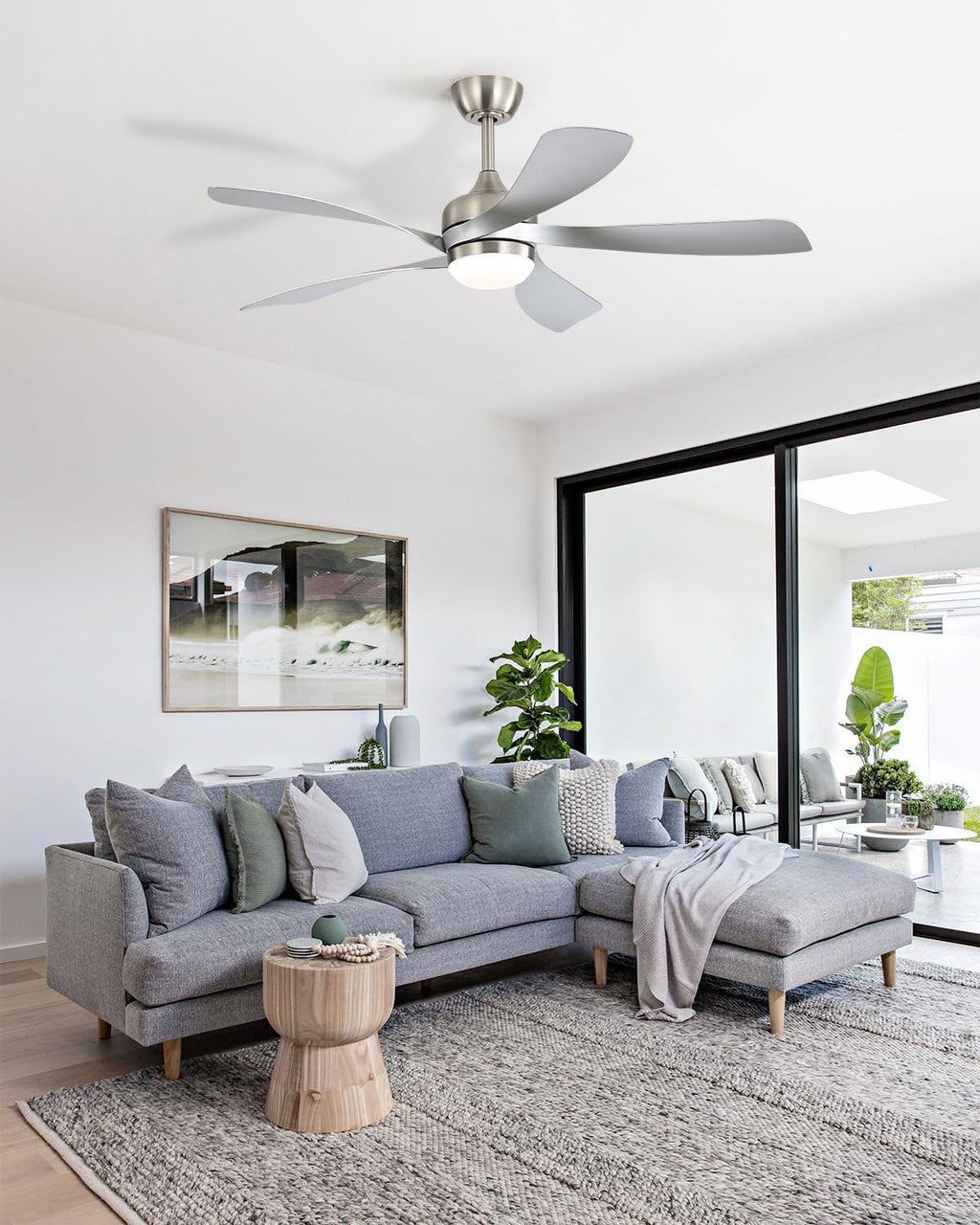 Sofucor 52' Smart Ceiling Fan, Indoor/Outdoor Ceiling Fans with Lights and Remote, Compatible with Alexa/Google/App, 3-Color Light 6-Speed Timing Reversible DC Motor for Bedroom Living Room Patio