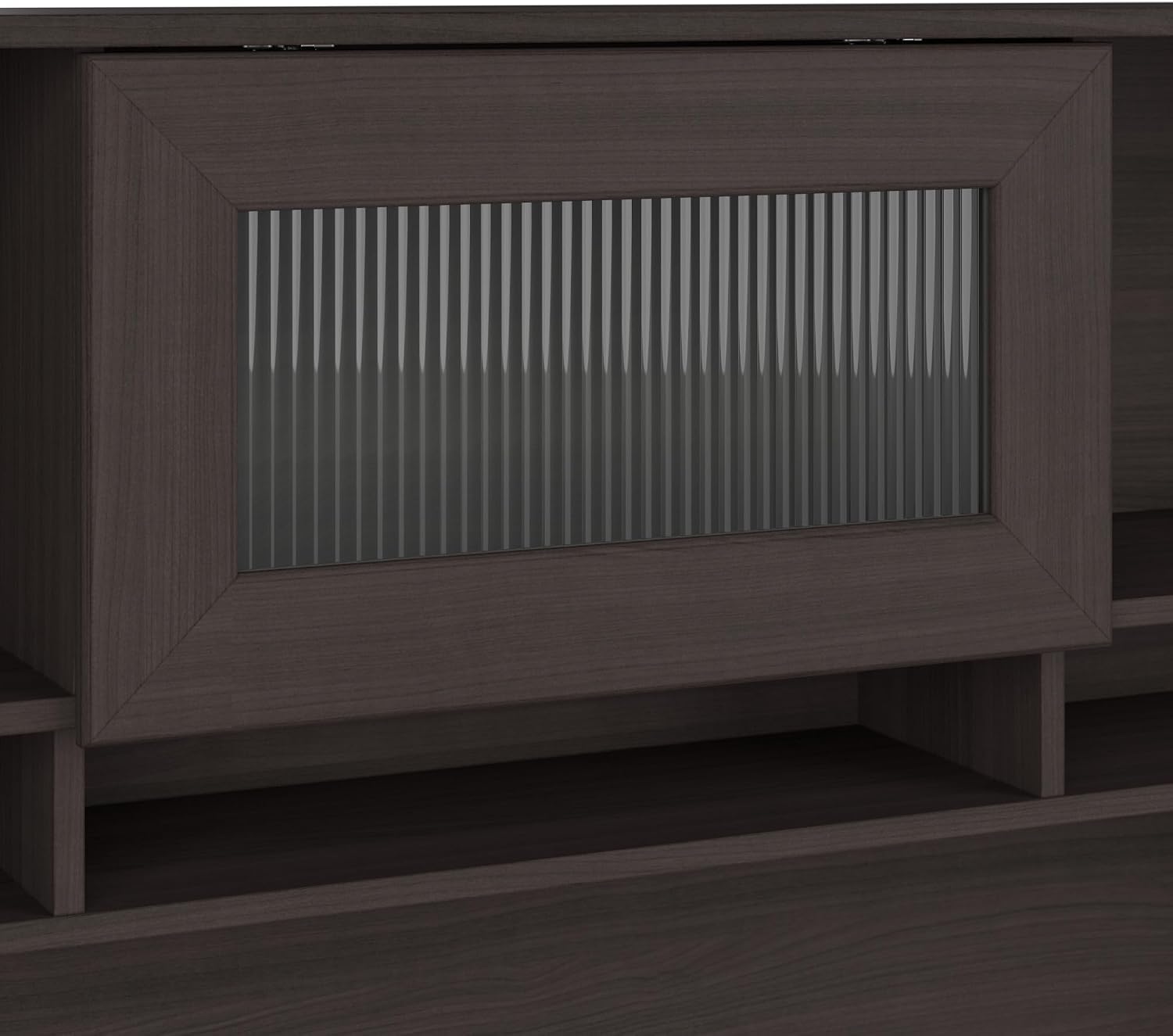 Bush Home Cabot 60W Desk Hutch in Heather Gray, Attachment with Shelves and Cabinet for Home Office