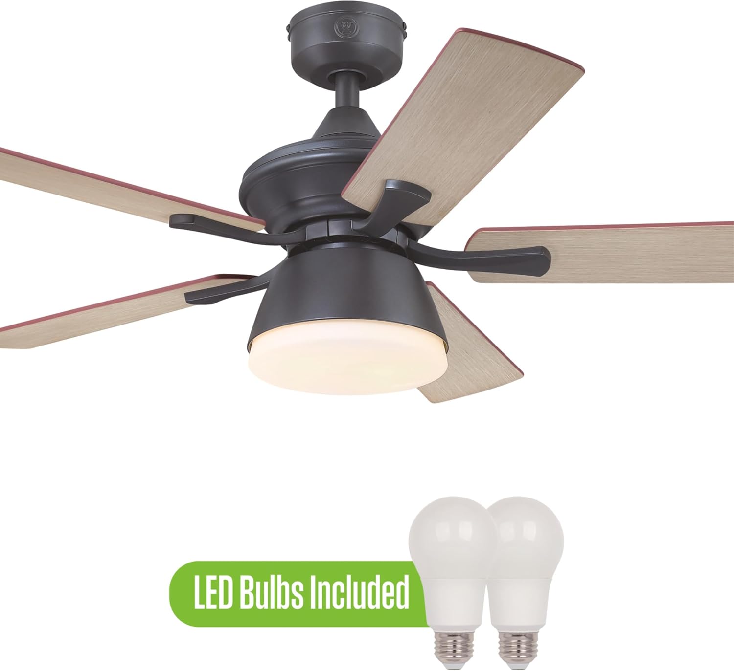 Westinghouse Lighting Nevada Traditional Indoor/Outdoor Ceiling Fan, LED Light Fixture with Opal Frosted Glass, Remote Control, 42 Inch, Iron Finish