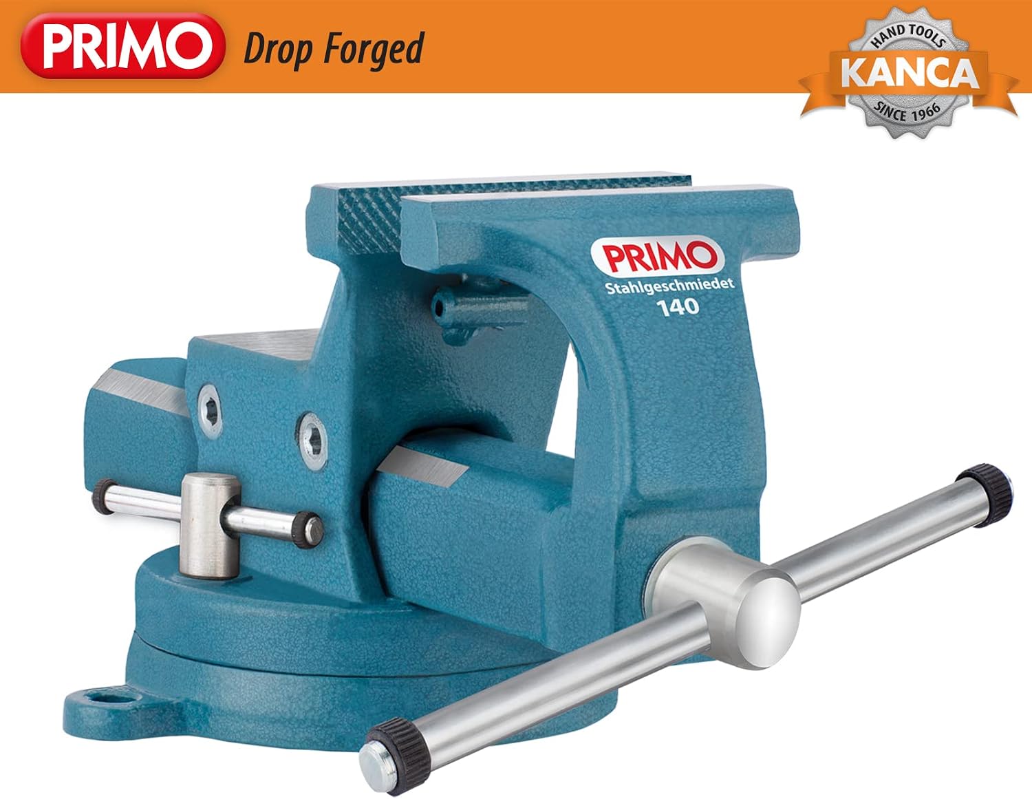 KANCA PRM-120,PRIMO PARALLEL VISE With 360° Rotating Swivel Base,Drop-Forged Bench Vise,Jaw Opening(Max) 4.8 INCH,Strong Hand Tools and Machinist Vise,Tools & Home Improvement Product,Blue Color(4.8')