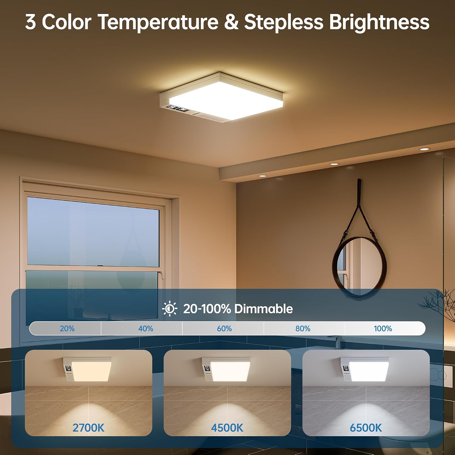 Smart Bathroom Exhaust Fan with Bluetooth Speaker and Light & Humidity Sensor, Powerful 230CFM Exhaust Fan with Alexa/App/Remote Control, Auto-On Humidity & Odor Sensor, Quiet 2.0 Sone (White)