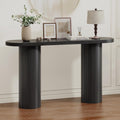 55 Inch Entryway Console Table, Fluted Sofa Table Behind The Couch, Mid-Century Modern Foyer Curved Table, Narrow Long Hallway Tables, Wooden Accent Home Decor Furniture for Living Room, Black