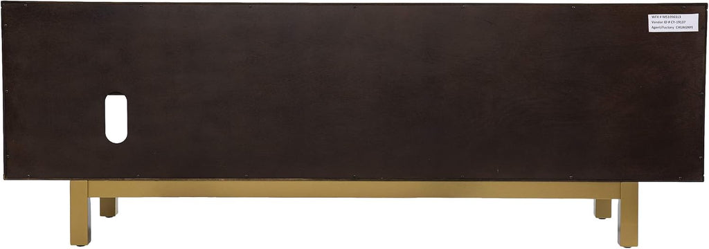 SEI Furniture Carondale Sliding Door Media Stand, Brown and Gold