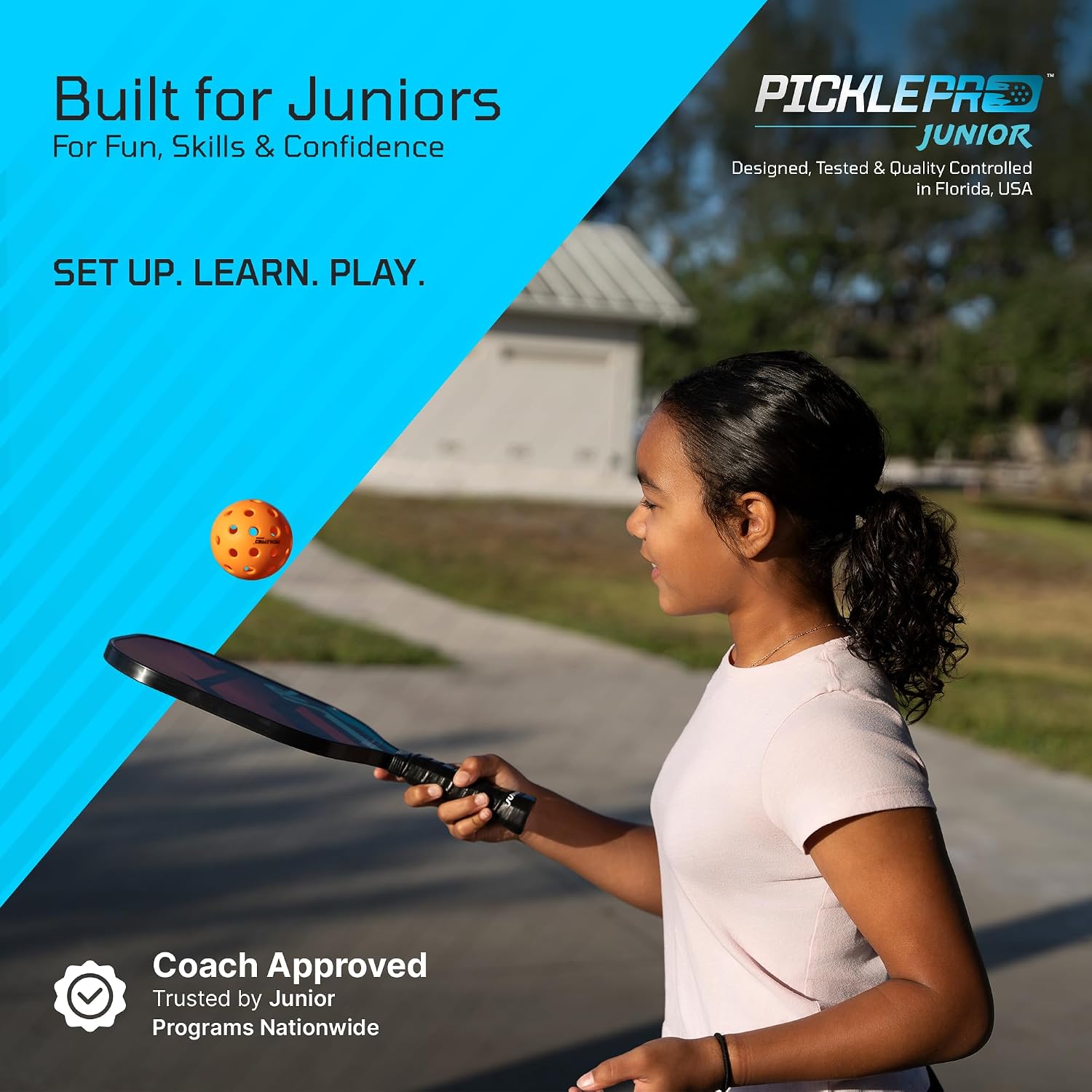 PicklePro Junior - Lab Tested 6+ Complete Pickleball Set with 10ft Net – Includes 4 Junior Paddles, Balls & Bag – USAP Approved Beginner Pickleball Kit