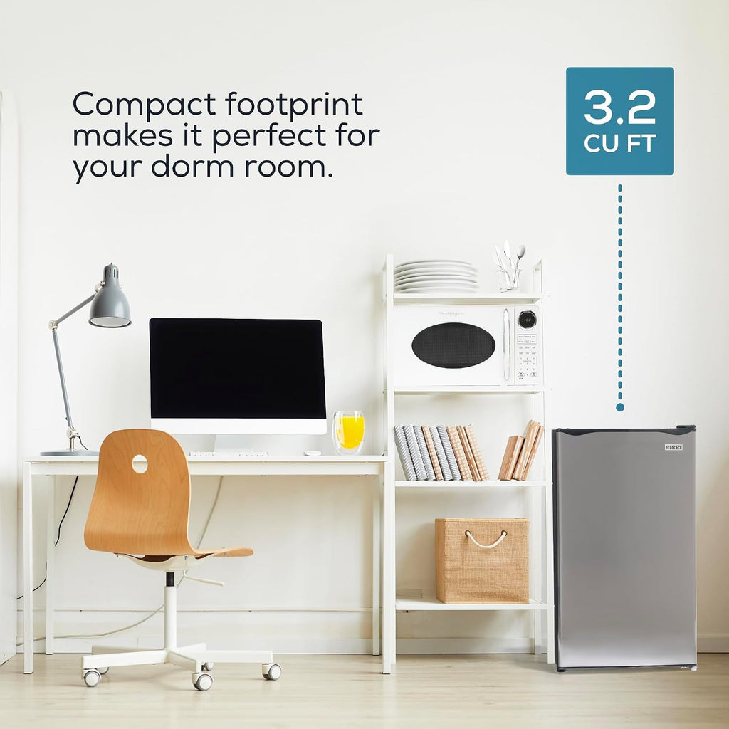 Igloo 3.2 Cu.Ft. Mini Fridge with Freezer - Single Door Compact Refrigerator with Glass Shelves for Homes, Dorms & Offices- Keep Snacks, Drinks & Frozen Foods Cool with Temperature Control Mini Fridge