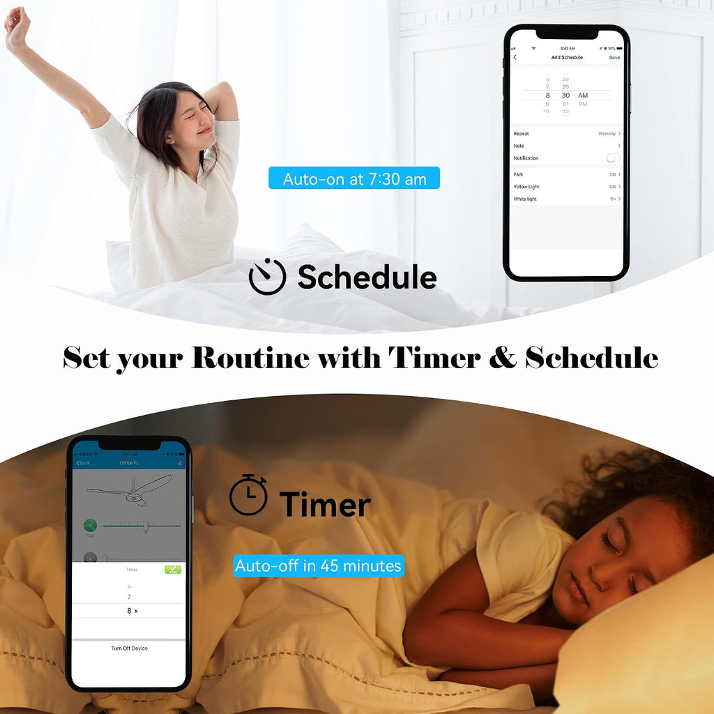 SMAAIR Smart WIFI Ceiling Fans with Dimmable LED Lights and Remote, Compatible with Alexa/Google Home/Siri/APP, 56 inch Outdoor DC Fans with 10 Speeds, Timer/Schedule (Dark Walnut)