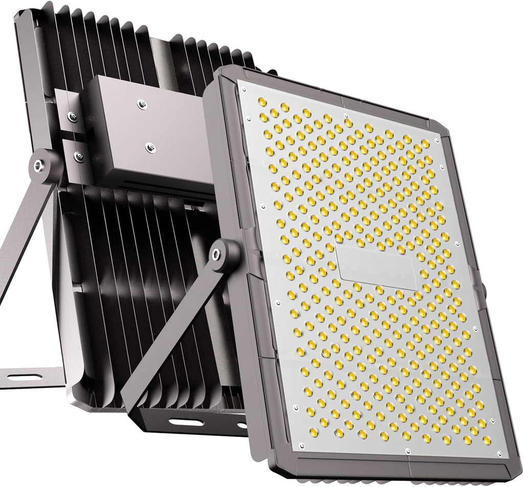 Upgrade 600W LED Stadium Flood Light Outdoor 90000Lm Led Flood Light with Adjustable Bracket, IP65 AC100-277V Commercial Area Lighting with Plug for Backyard/Basketball Court-2Pack