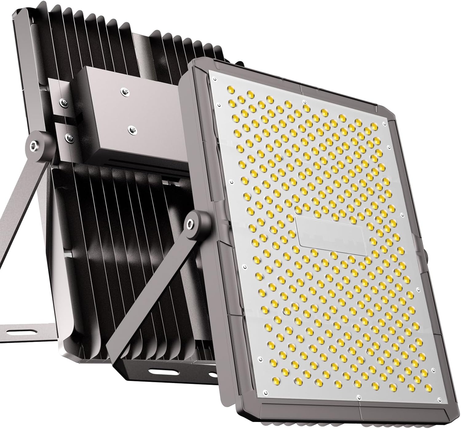 Upgrade 600W LED Stadium Flood Light Outdoor 90000Lm Led Flood Light with Adjustable Bracket, IP65 AC100-277V Commercial Area Lighting with Plug for Backyard/Basketball Court-2Pack