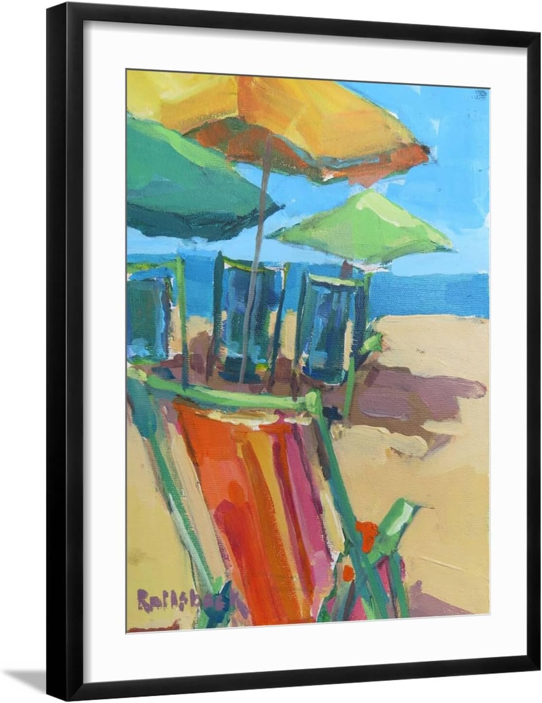 ART.COM Wall Art Print Beach Days on Black Frame by Page Pearson Railsback, 23' x 29'