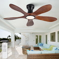 42 Inch Flush Mount Ceiling Fans with Lights and Remote, Dimmable 5 Blade Wood Outdoor Ceiling Fan Outdoor Fans for Patios Low Profile Modern Ceiling Fan with Light for Bedroom Living Room