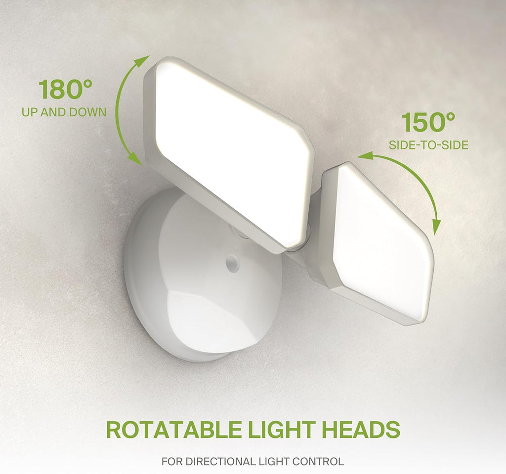 ASD LED Security Flood Lights Outdoor, 20W 5CCT 2700K-5000K, Rotatable Heads, Wired Flood Light, 150° Side-to-Side, 180° Up and Down, IP65 Wet Locations, UL DLC, 145000 hr Lifespan, White, 8 Pack