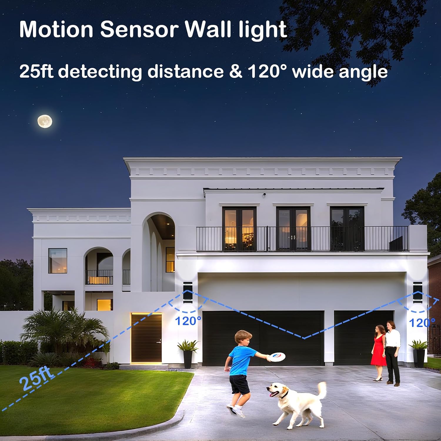 iYogaled Motion Sensor Outdoor Wall Lights with 3 Lighting Modes, Dusk to Dawn Porch Light with Bulbs Include, IP65 Waterproof Modern Black Wall Sconce for Patio, Garage, Front Door