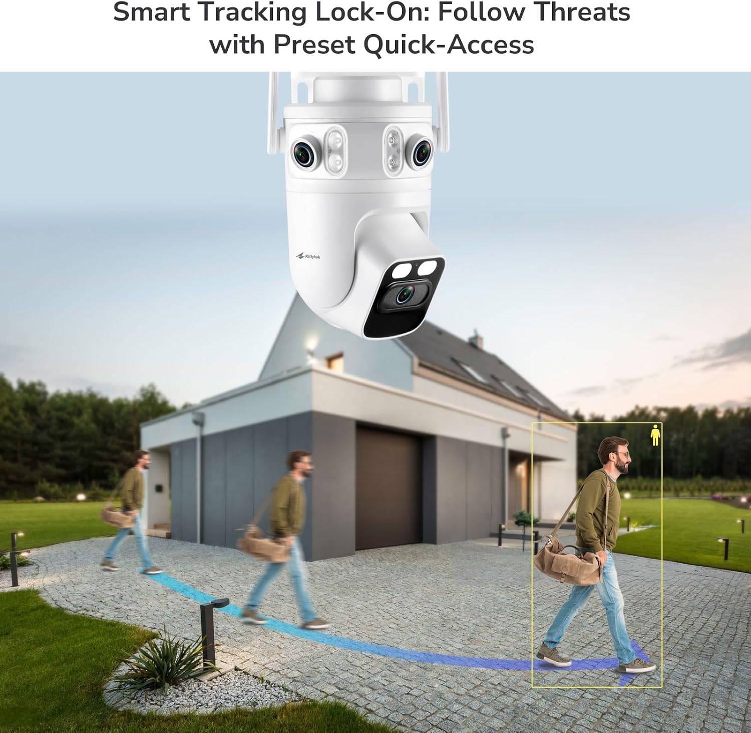 Home Security Camera System Wireless, Triple Lens 2K Security Cameras Wireless Outdoor with 360° Pan & Tilt, Motion Detection, Auto Tracking, 2.4/5GHz WiFi, Night Vision, 16CH NVR with 500GB HDD