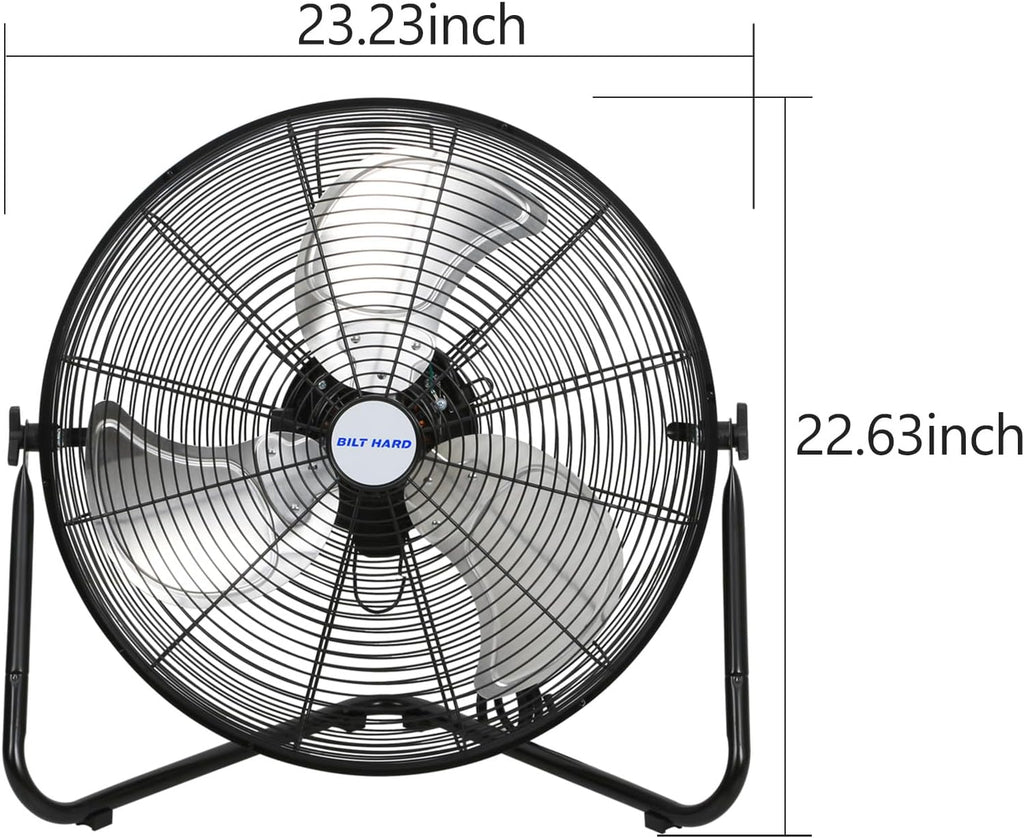 BILT HARD 20' High Velocity Floor Fan, 4600 CFM 3-Speed Industrial Shop Fan with Wall-Mounting System, Heavy Duty Metal Fan for Garage Workshop and Warehouse, 2 Pack