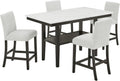 New Classic Furniture Carissa 5-Piece Wood Rectangle Counter Set in Stone