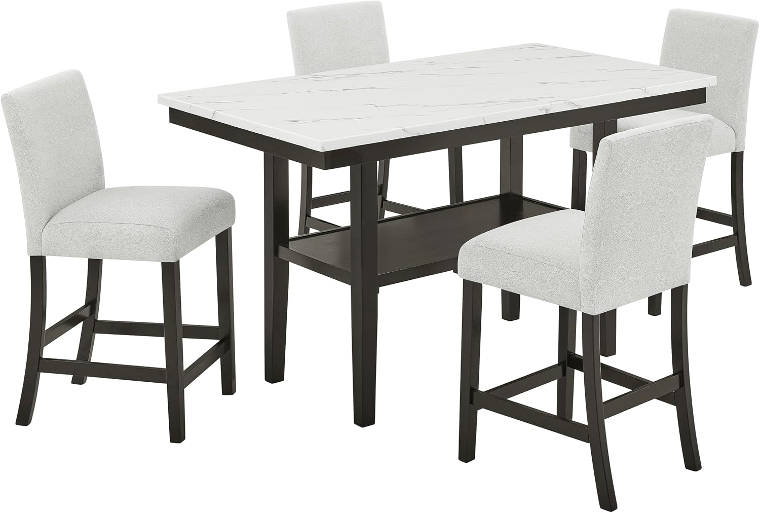 New Classic Furniture Carissa 5-Piece Wood Rectangle Counter Set in Stone