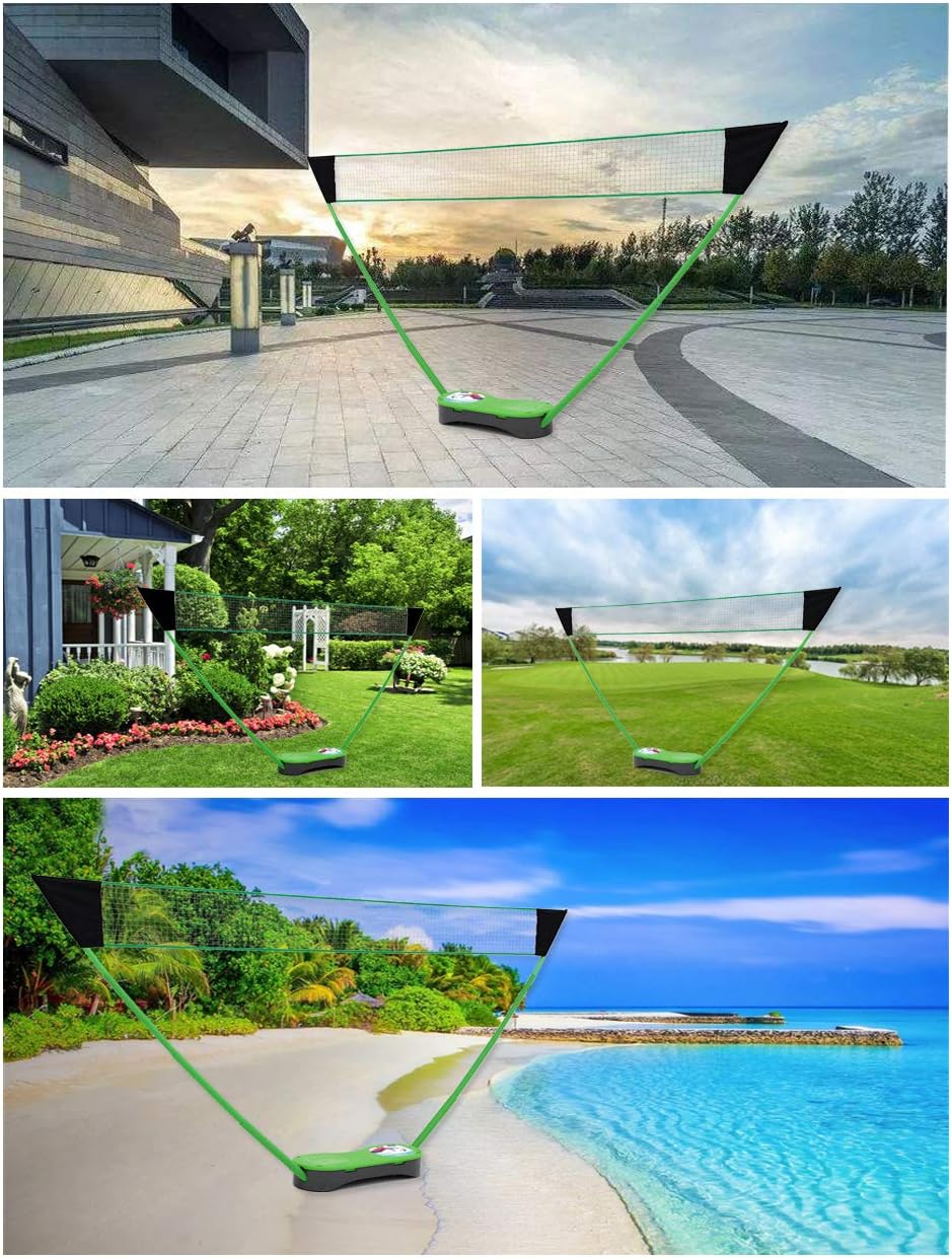 Portable Badminton Net Set,Folding Volleyball Badminton Net,4 Professional Graphite Badminton Racket,8 Racket Grip Tape,4 Shuttlecocks,Family Game,Backyard Sports