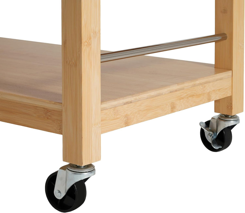 Christopher Knight Home Metis Bamboo Rolling Bar Cart with Storage, Kitchen Island on Wheels with Drawers, Mobile Kitchen Cart Storage Cabinet, Rolling Serving Cart, Shelf Rack Organizer, Natural