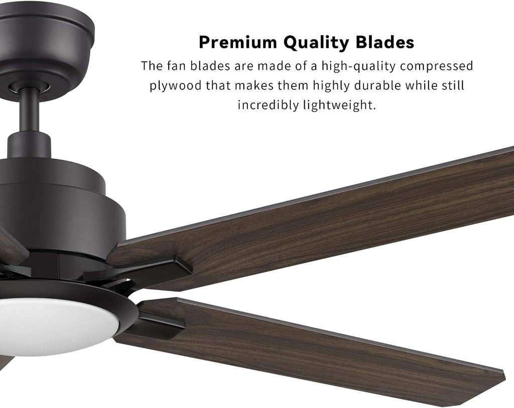 SMAFAN 52' Smart Low Profile Ceiling Fan With Lights, 10 Speeds Silent DC Motor, Farmhouse Ceiling Fan Compatible with Alexa, Siri, Google & Smart App, Indoor & Outdoor, Dark Walnut