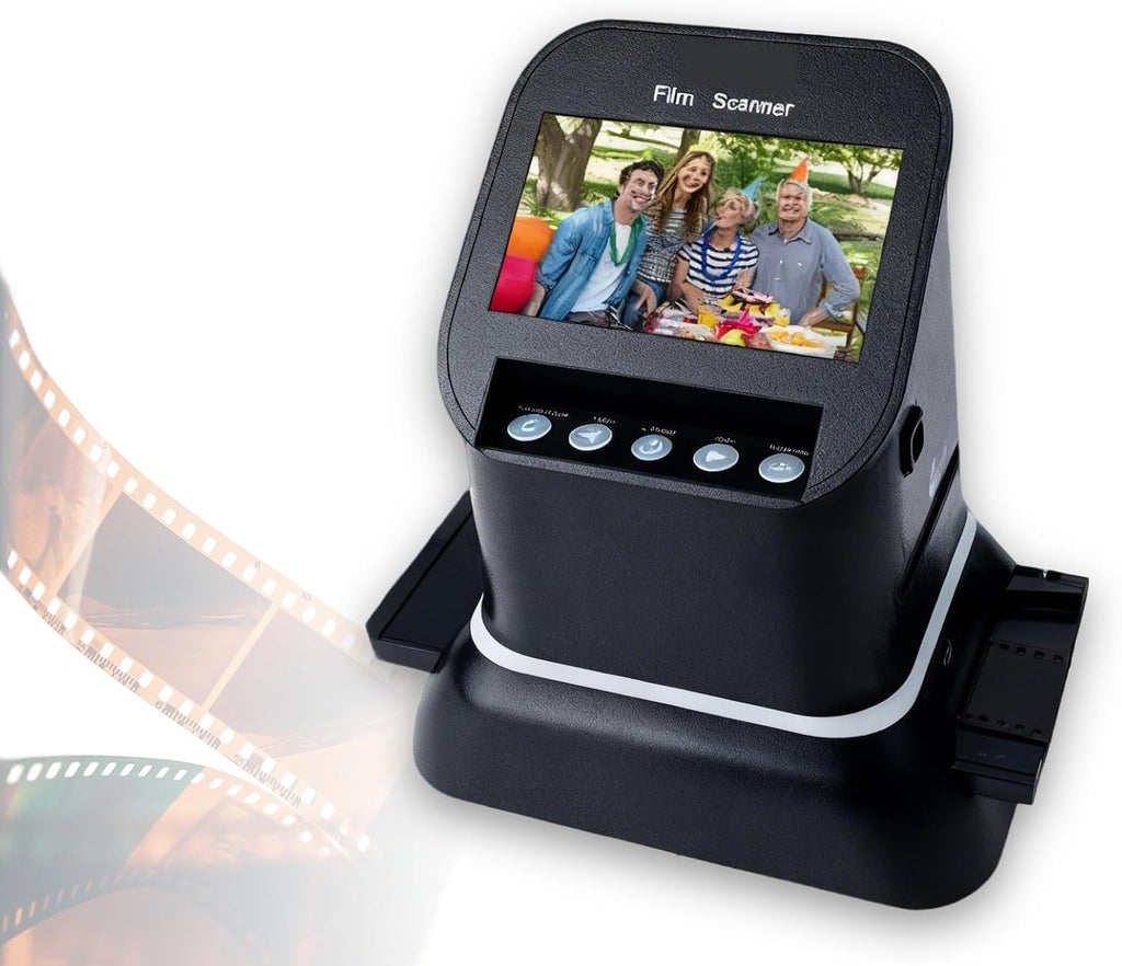 Film and Slide Scanner, Digital Film Scanner for 120 Film, 1080P LCD Screen, Converts 35mm, 135, 126, 127 Negatives and Slides to JPEG, for Family Trips