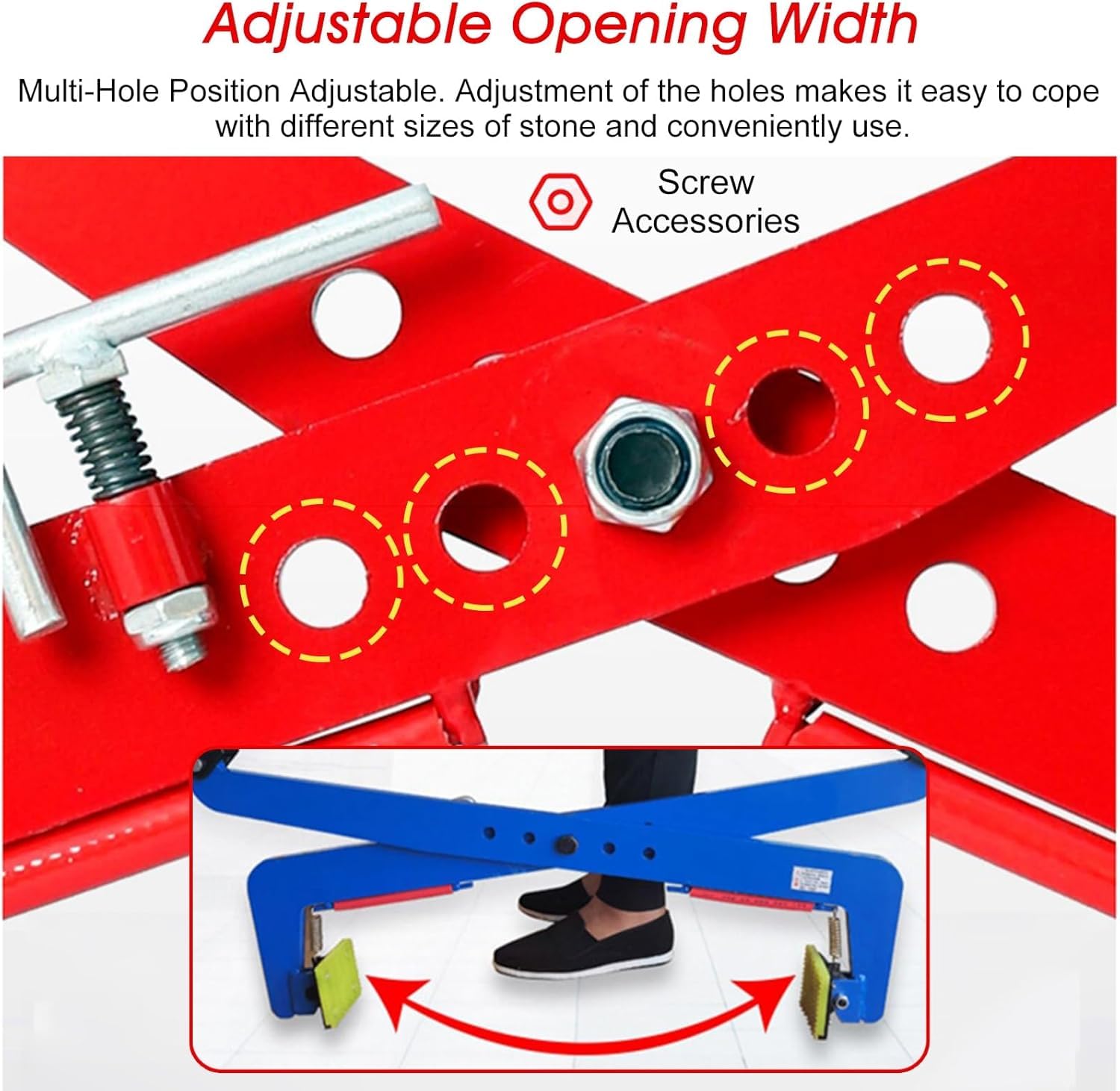 Adjustable Roadside Stone Transportation Clamps Granite Slab Lifter Clamp, for Road Construction, Industrial Vertical Lifting Equipment with Non-Slip Mat(Opening 10-30 cm(3.9-11.8 in))