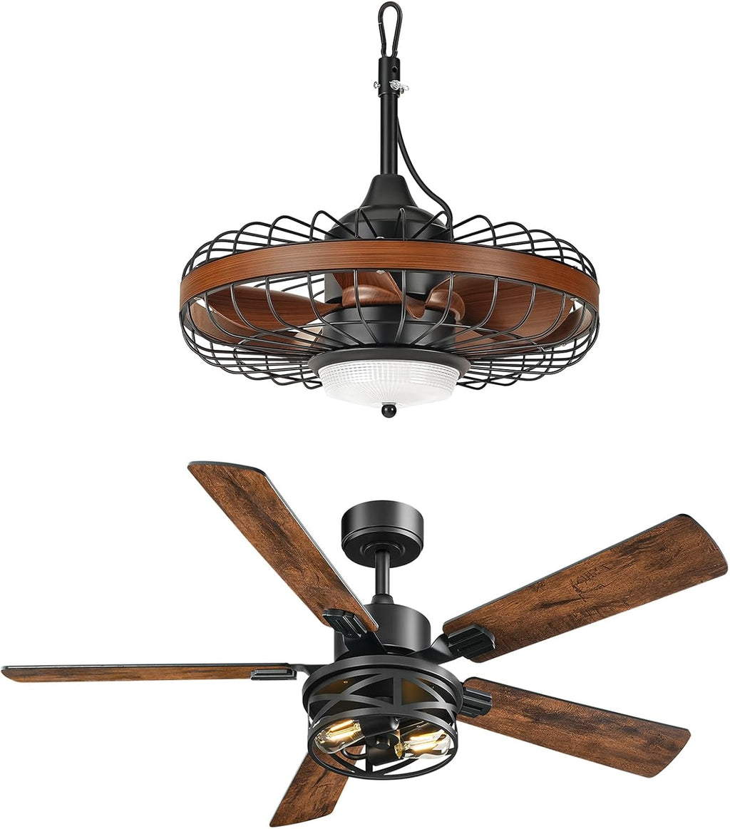Outdoor Ceiling Fan with Light for Patios and Farmhouse Ceiling Fans with Lights Bundle XF01CF05-ZB01CF05