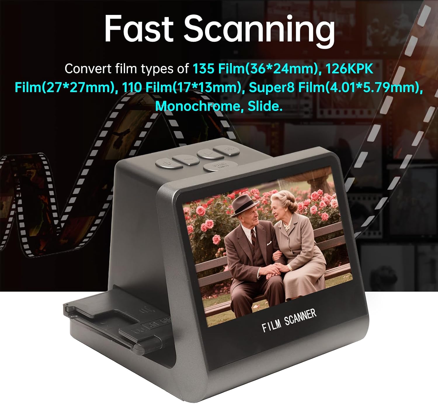 Yoidesu Digital Film Scanner 5' Screen, Negative Film and Slide Digitzer, Convert Color & B & W Negatives & 35mm, 126mm, 110 mm Film to 22MP JPEGs with 16GB SD Card & Card Reader