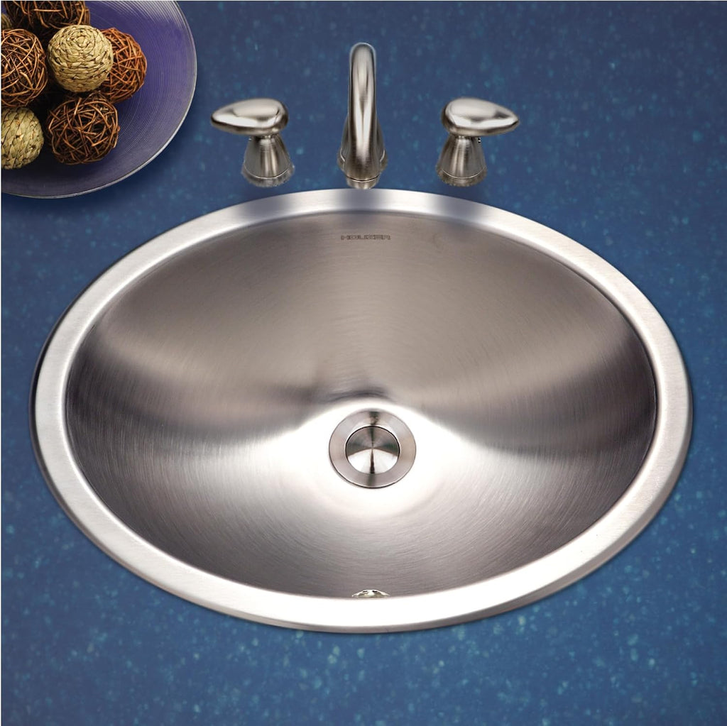 Houzer Opus Stainless Steel Bathroom Sink - 18 inch Undermount Oval Bowl Bathroom Sink without Overflow, Durable & Versatile, Essential for Home & Apartment, Nested 5-Pack - CH-1800-5