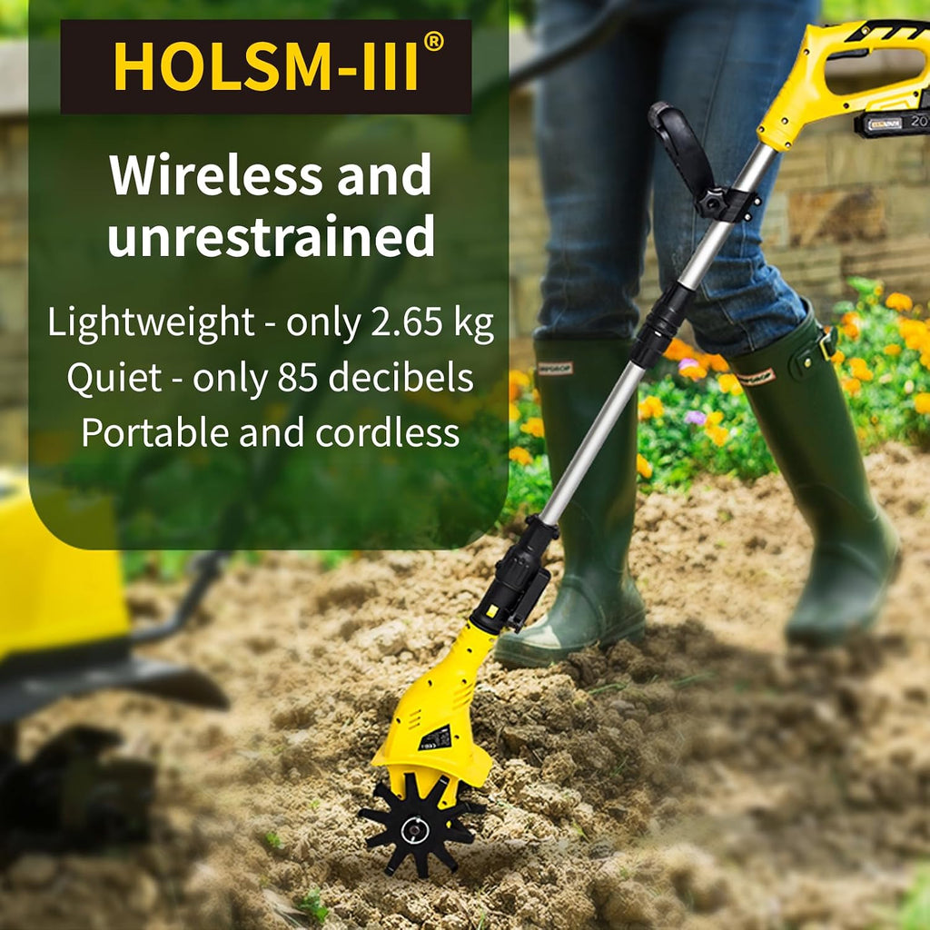 Small Tiller Cultivator, Hand Tiller,Tiller for Gardening,Electric Tiller Cultivator,Tiller Cultivator Cordless,Hand Cultivator for Garden Lawn Vegetable Patches Soil Digging (Two Blades)