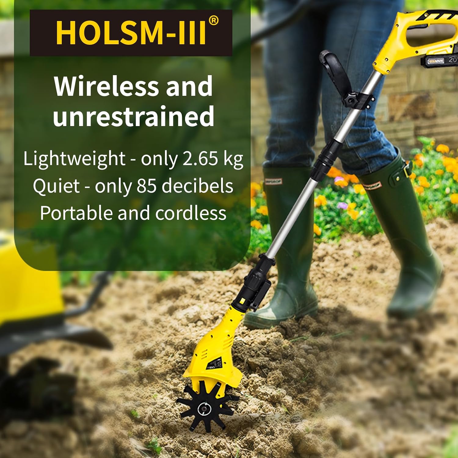 Small Tiller Cultivator, Hand Tiller,Tiller for Gardening,Electric Tiller Cultivator,Tiller Cultivator Cordless,Hand Cultivator for Garden Lawn Vegetable Patches Soil Digging (Two Blades)
