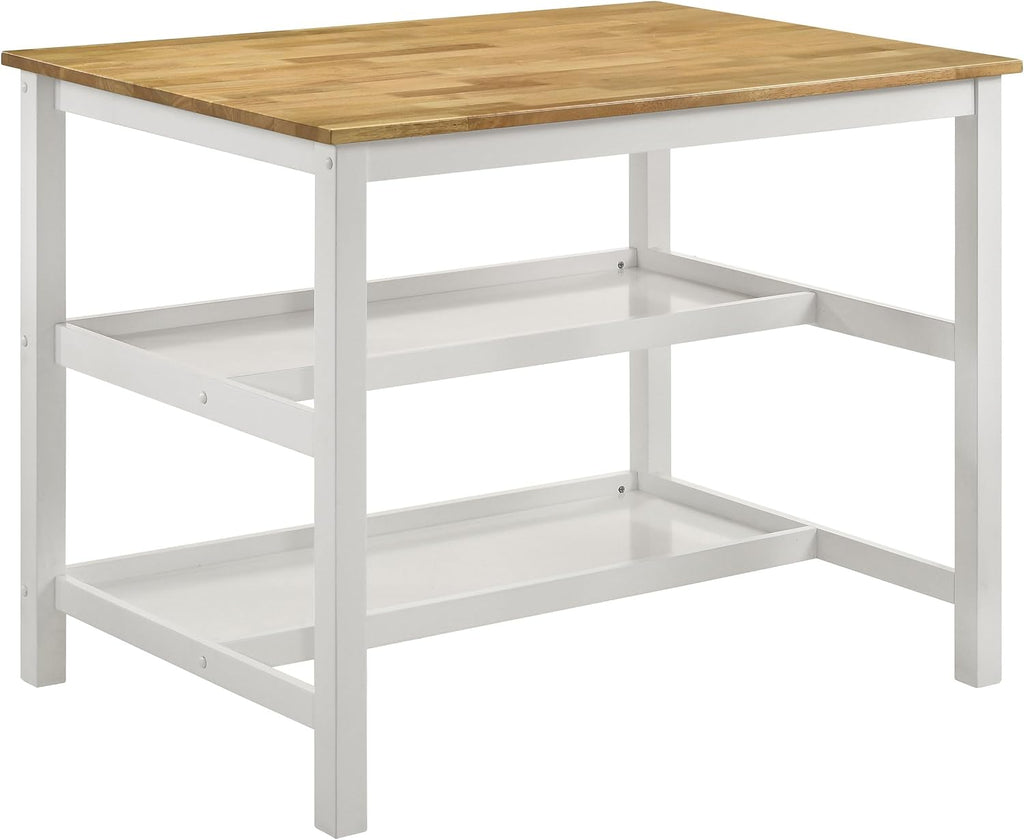 Coaster Home Furnishings Edgeworth Kitchen Island Counter Table Brown and White 122246B1