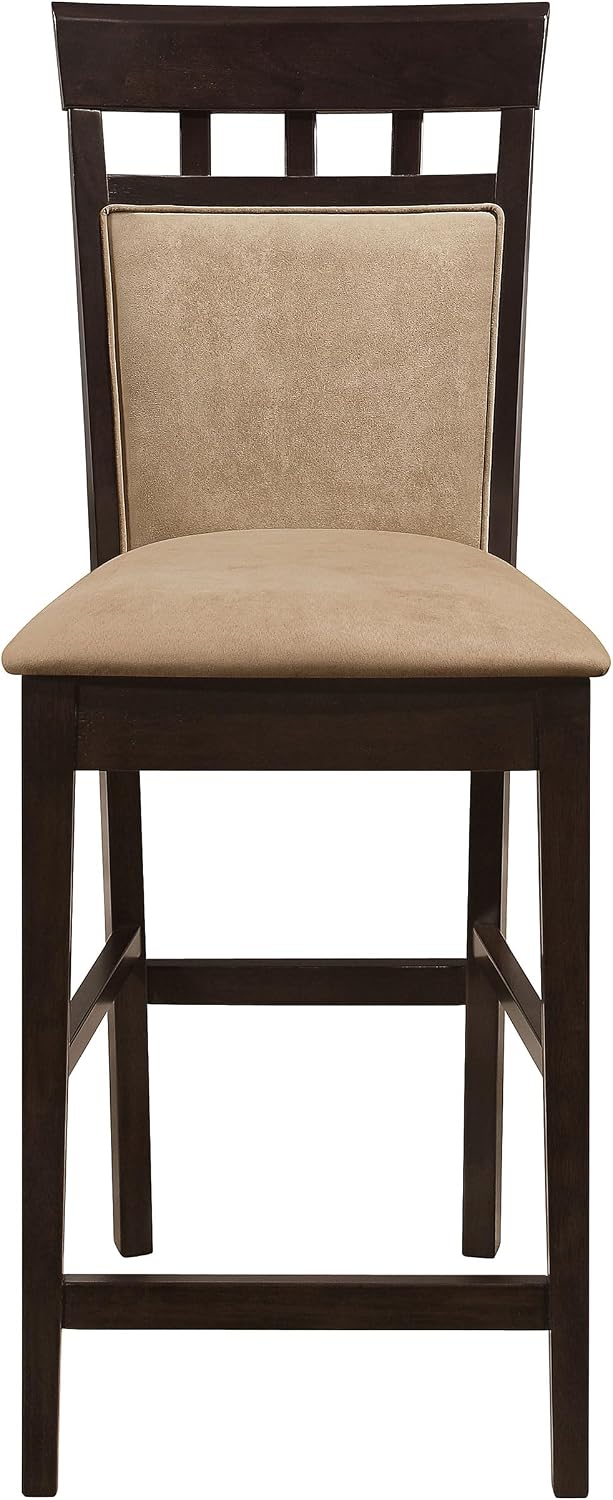 Coaster Home Furnishings - Gabriel - 7-Piece Counter Height Dining Set - Square Wood Table with Storage & 6 Upholstered Chairs - Dining Room & Kitchen - Cappuccino - 100438-S7A
