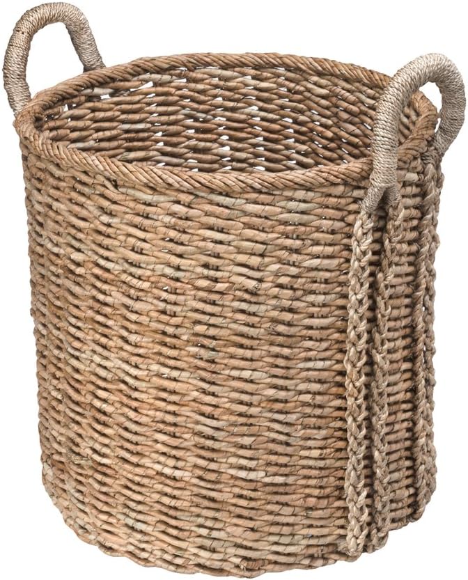 KOUBOO Seagrass Storage Basket, Blanket, Basket for Pillows Storage, Decorative Basket, Wicker Toy Organizer, Bedroom & Living Room Storage, Home Decor Essentials, Brown