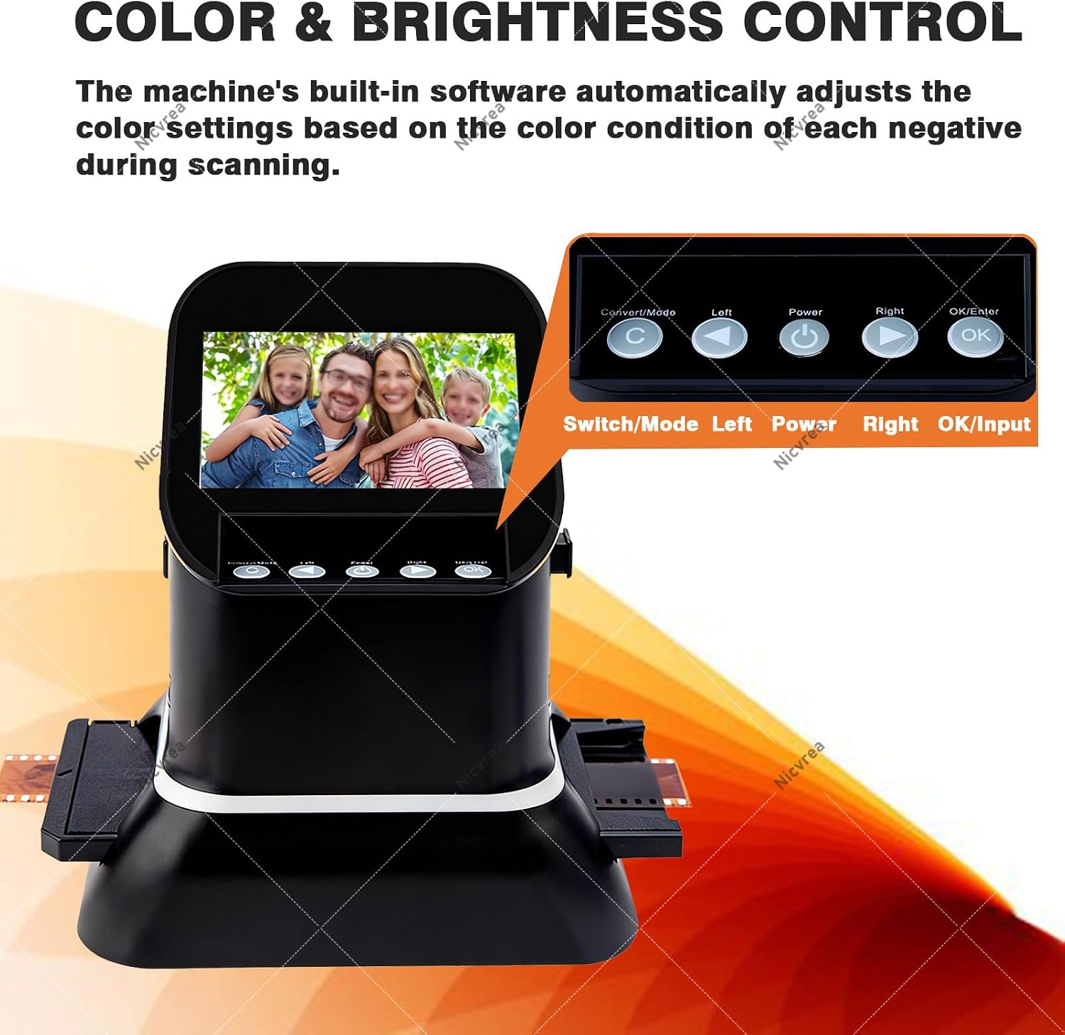 Digital Film Scanner, 120 High Resolution, Supports 5 Sizes of 120 Film, 1080p LCD Screen, Negative Converter Can Convert 35mm, 135, 126, 127 Negatives and Slides to Digital JPEG