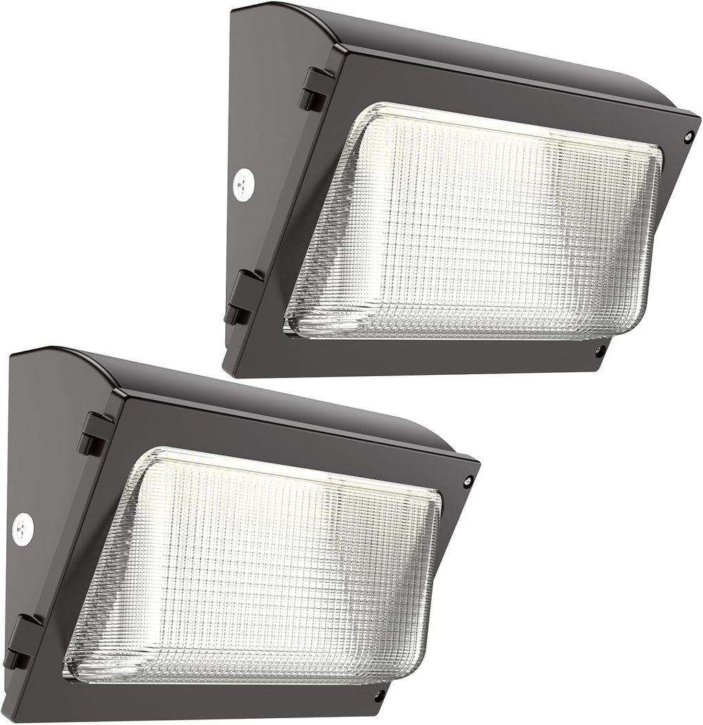 HYPERLITE LED Wall Pack Light 120W 2Packs with Dusk to Dawn Photocell and Glass Lens LED Security Flood Commercial and Industrial Outdoor LED Wall Lights Out Door for House Warehouses UL Listed