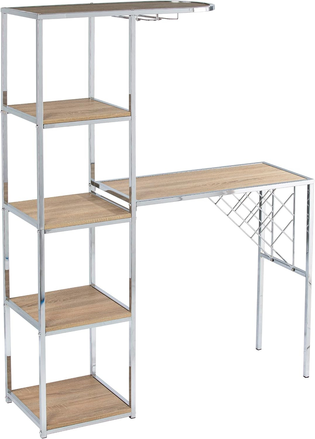 SEI Furniture - Northdom Serving Table with Bar Storage - Transitional Design, Natural Glass and Wood - Ideal for Bedroom, Living Room (HZ1217512)