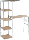 SEI Furniture - Northdom Serving Table with Bar Storage - Transitional Design, Natural Glass and Wood - Ideal for Bedroom, Living Room (HZ1217512)
