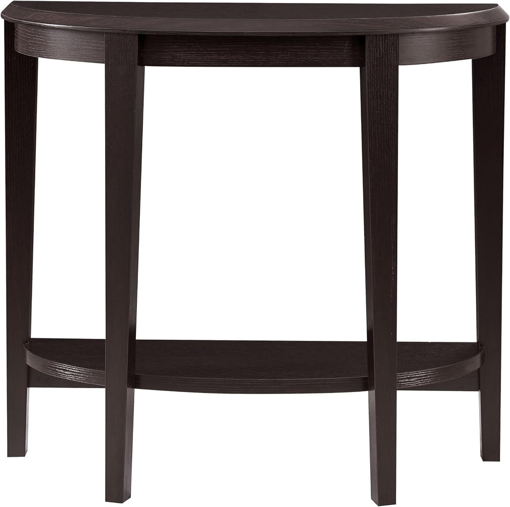 Homes: Inside + Out Payne Modern Half Moon Accent Console Table with Storage Shelf, Decorative Entryway Furniture for Living Room, Hallway, Entrance, Small Spaces, Cappuccino