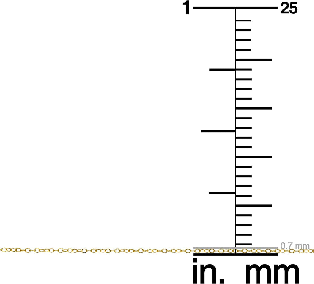 Kooljewelry 14k Yellow Gold 0.7 mm Thin Round Cable Chain Necklace (16, 18, 20, 22, 24 or 30 inch)