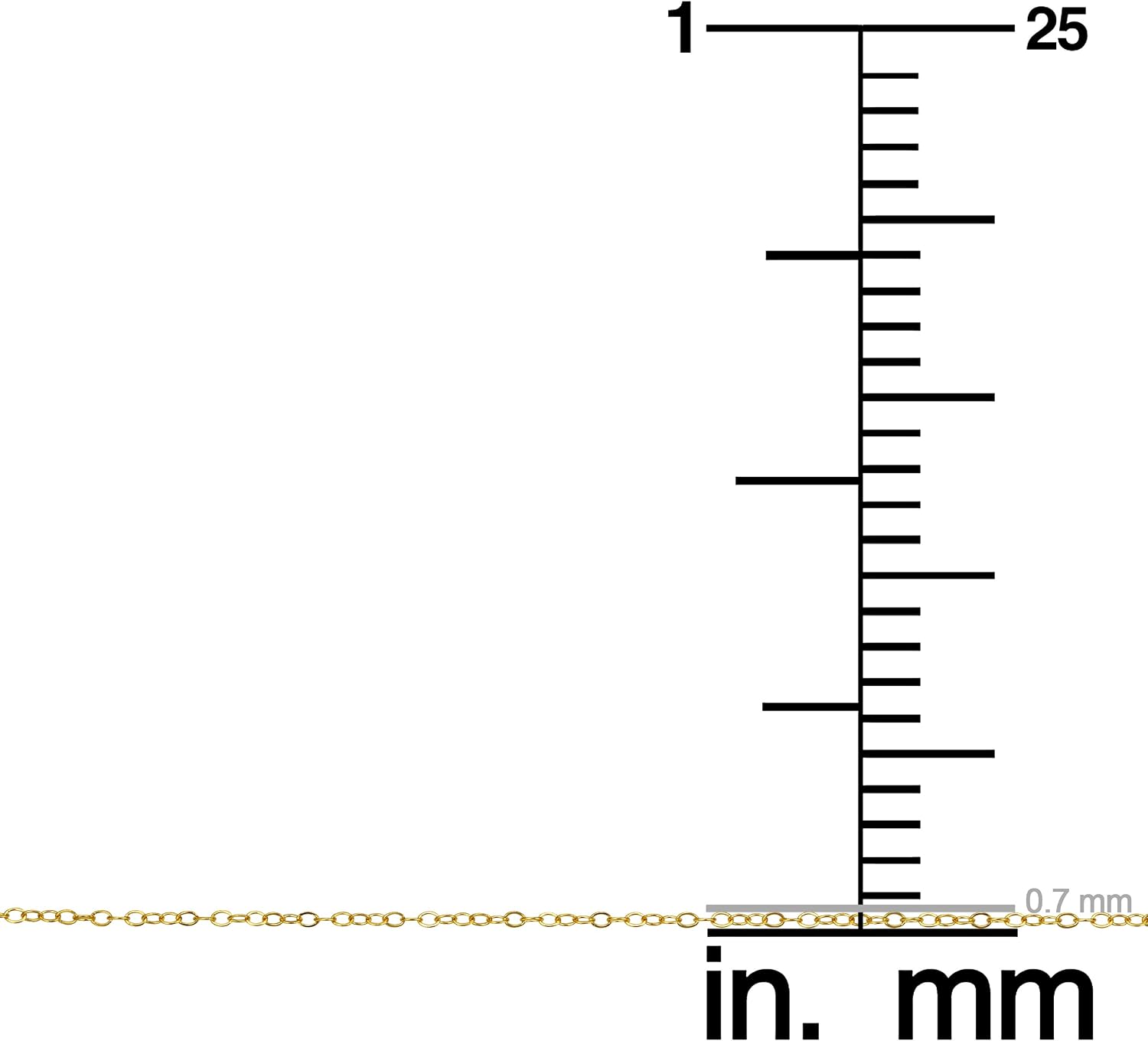 Kooljewelry 14k Yellow Gold 0.7 mm Thin Round Cable Chain Necklace (16, 18, 20, 22, 24 or 30 inch)