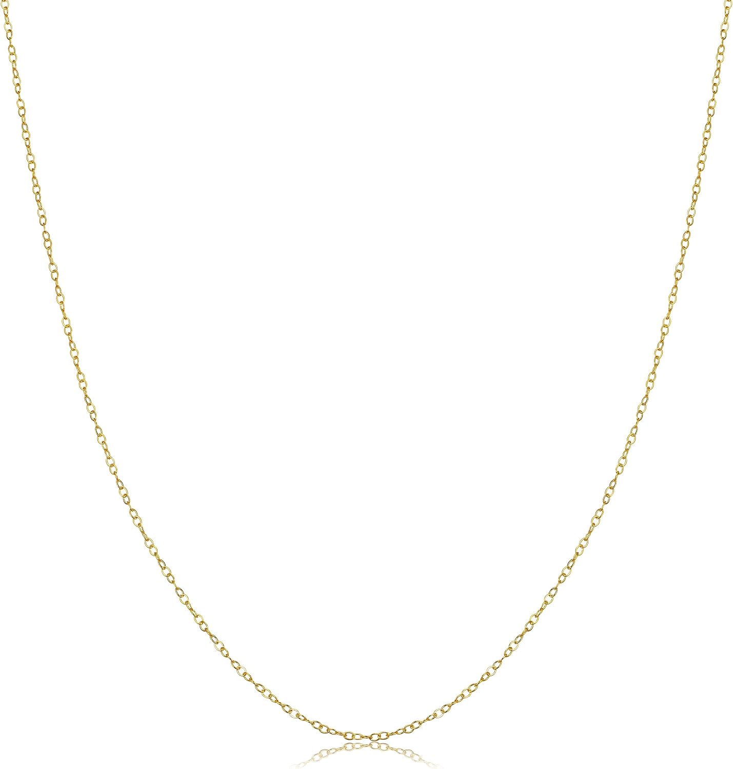 Kooljewelry 14k Yellow Gold 0.7 mm Thin Round Cable Chain Necklace (16, 18, 20, 22, 24 or 30 inch)