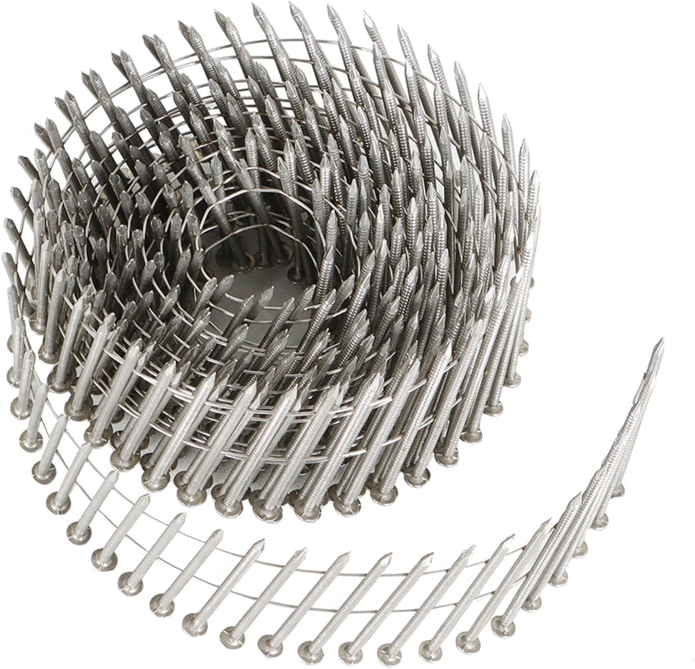 3600 Count 2in 15 Degree Coils 0.09in Ring Handle 304 Stainless Steel Wall Nail for Cement Board Siding