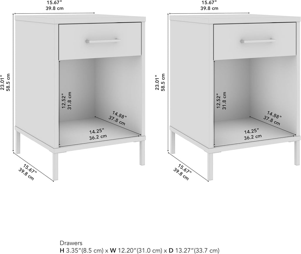 Bush Home Essence Small End Table Set of 2 | Side Tables, Home Organization and Storage for Living Room, Bedroom, or Entryway