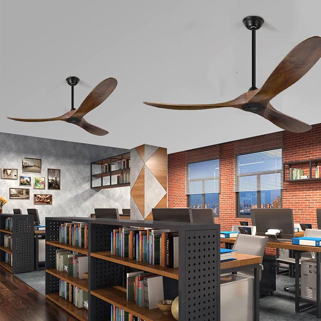 Ceiling Fan without Lights, 60 Inch Outdoor/ Indoor Damp Ceiling Fan 3 Blade low profile Ceiling Fan with Noiseless Energy Efficient DC Motor for Patio Farmhouse Bedroom (60 inch, Walnut Ceiling Fan)