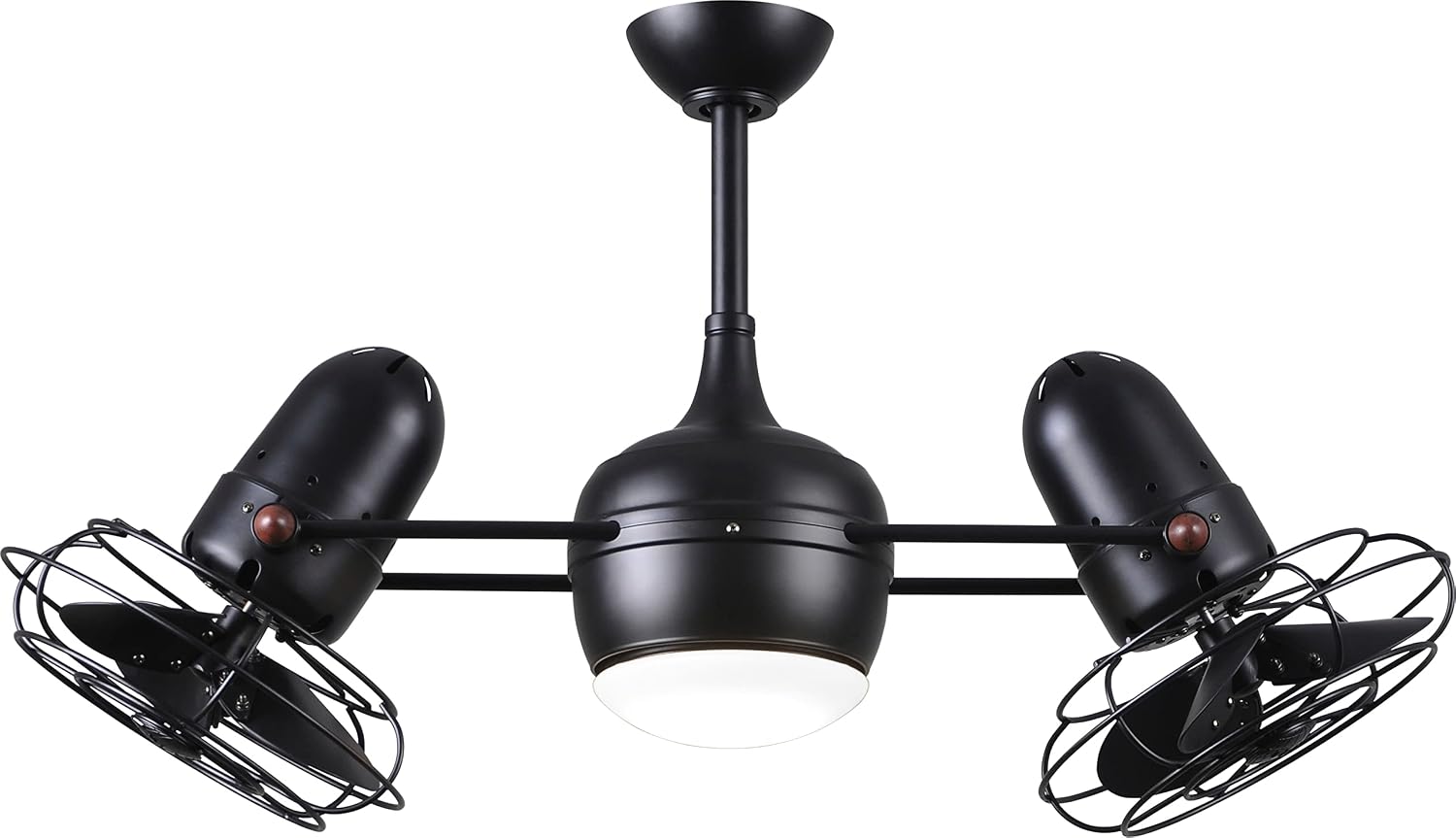 Matthews DGLK-BK-MTL Dagny LK Damp Rated 39' Dual Motor 360° Rotational Metal LED Ceiling Fan with Light & Remote, Matte Black