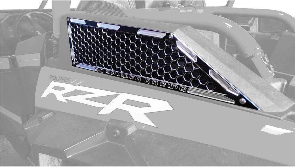 50 Caliber Racing CNC Billet Side Vent Air Intake Grill Bezel Kit with Black Powdercoat Finish fits Polaris RZR XP Turbo/Turbo S [5358A17]