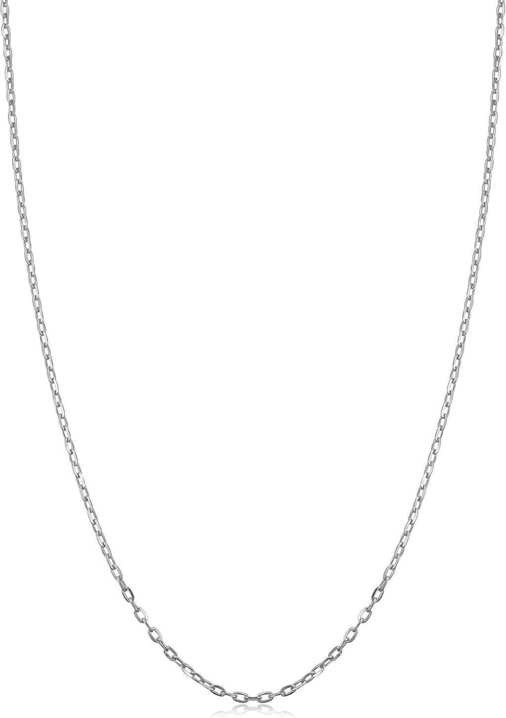 Kooljewelry Womens Diamond-Cut Cable - 14k White Gold Chain Necklace