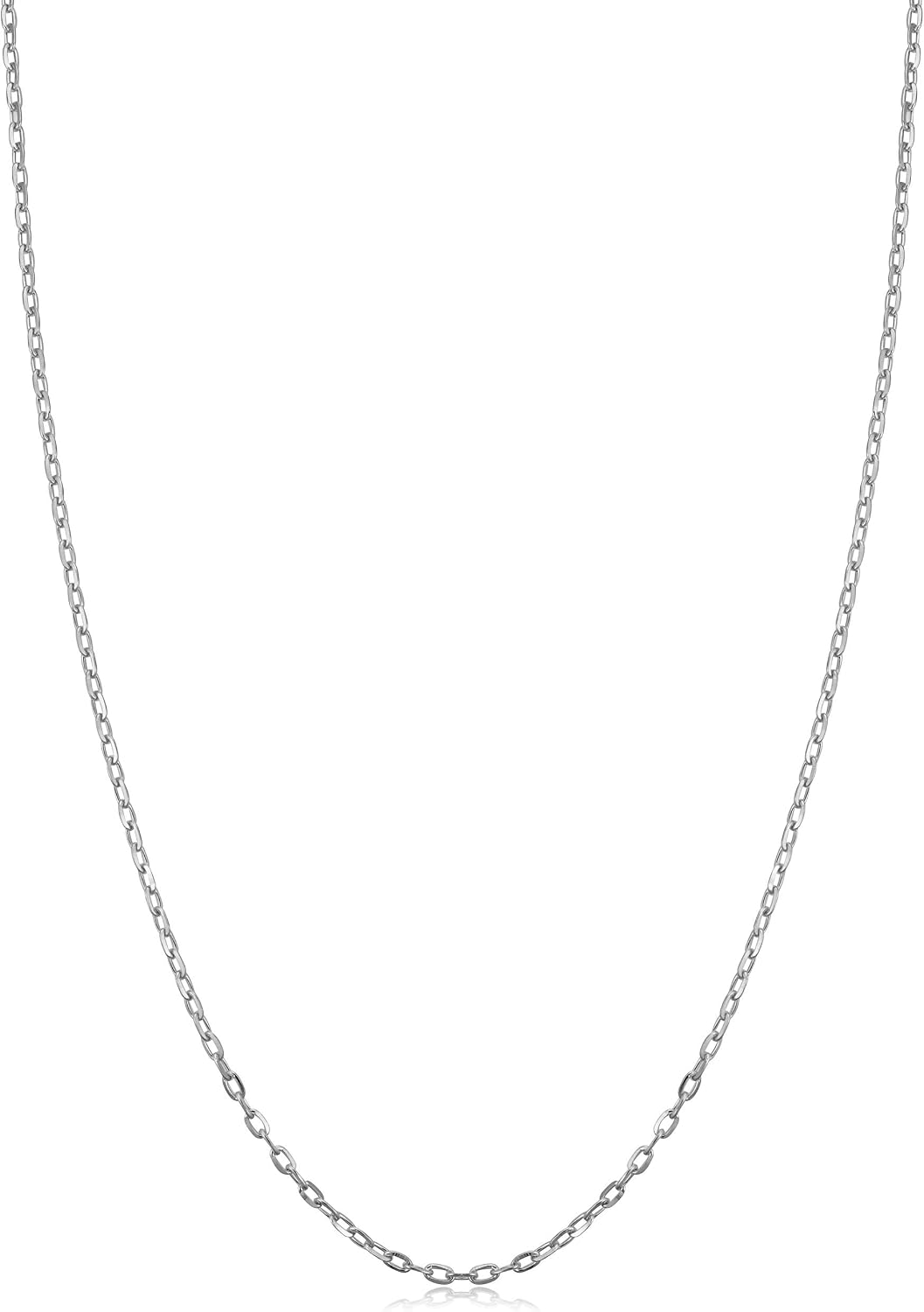 Kooljewelry Womens Diamond-Cut Cable - 14k White Gold Chain Necklace