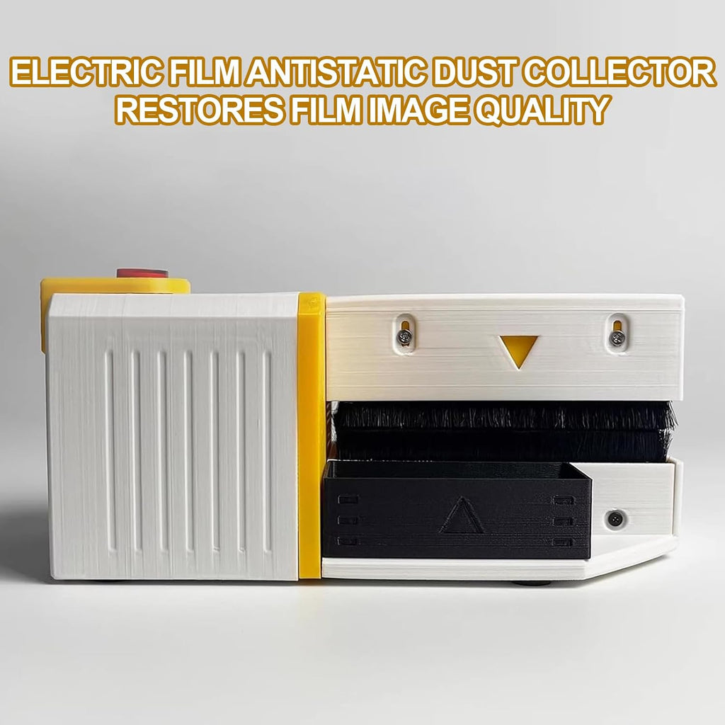 Electric Film Anti-Static Dust Remover, Anti-Static Film Brush, 135/120 Film Cleaning Brush with Filter Fan and Storage Box, Adjustable Brush Pressure Design, for Darkroom, Photo Shop