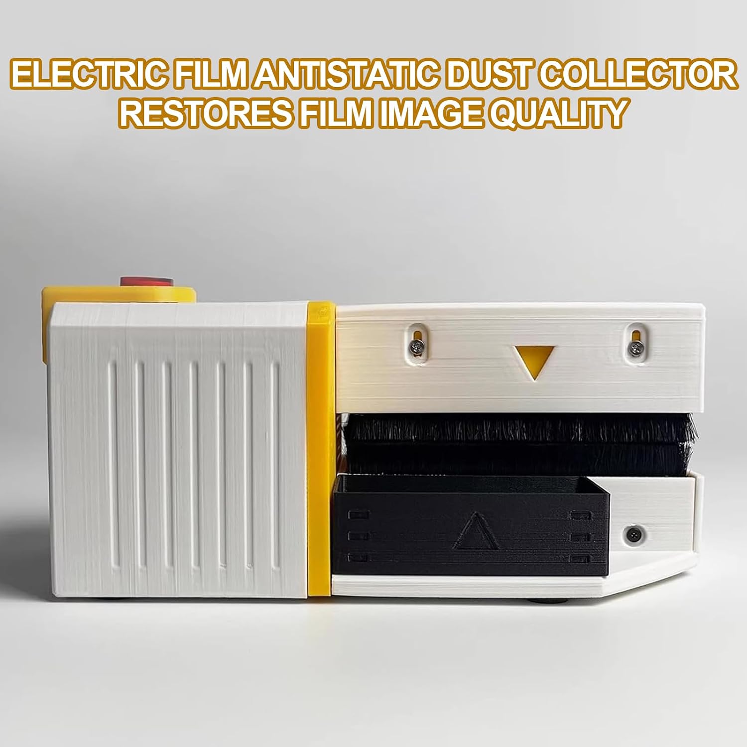 Electric Film Anti-Static Dust Remover, Anti-Static Film Brush, 135/120 Film Cleaning Brush with Filter Fan and Storage Box, Adjustable Brush Pressure Design, for Darkroom, Photo Shop